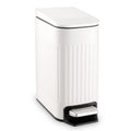 TrashAid Slim Bathroom Trash Can with Lid Soft Close, 6 Liter/1.6 Gallon Stainless Steel Small Garbage Can with Removable Inner Bucket, Step Pedal, Slim Wastebasket for Toilet, Office, Bedroom, White