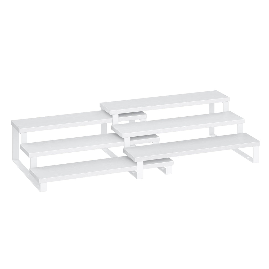 SONGMICS Display Risers, Set of 2 Engineered Wood Perfume Organizer Stand, 3-Tier Cupcake Stand Holder, Spice Rack, Shelf Risers for Figures, Dessert Shelves, Snow White and Cloud White UKCS116W01