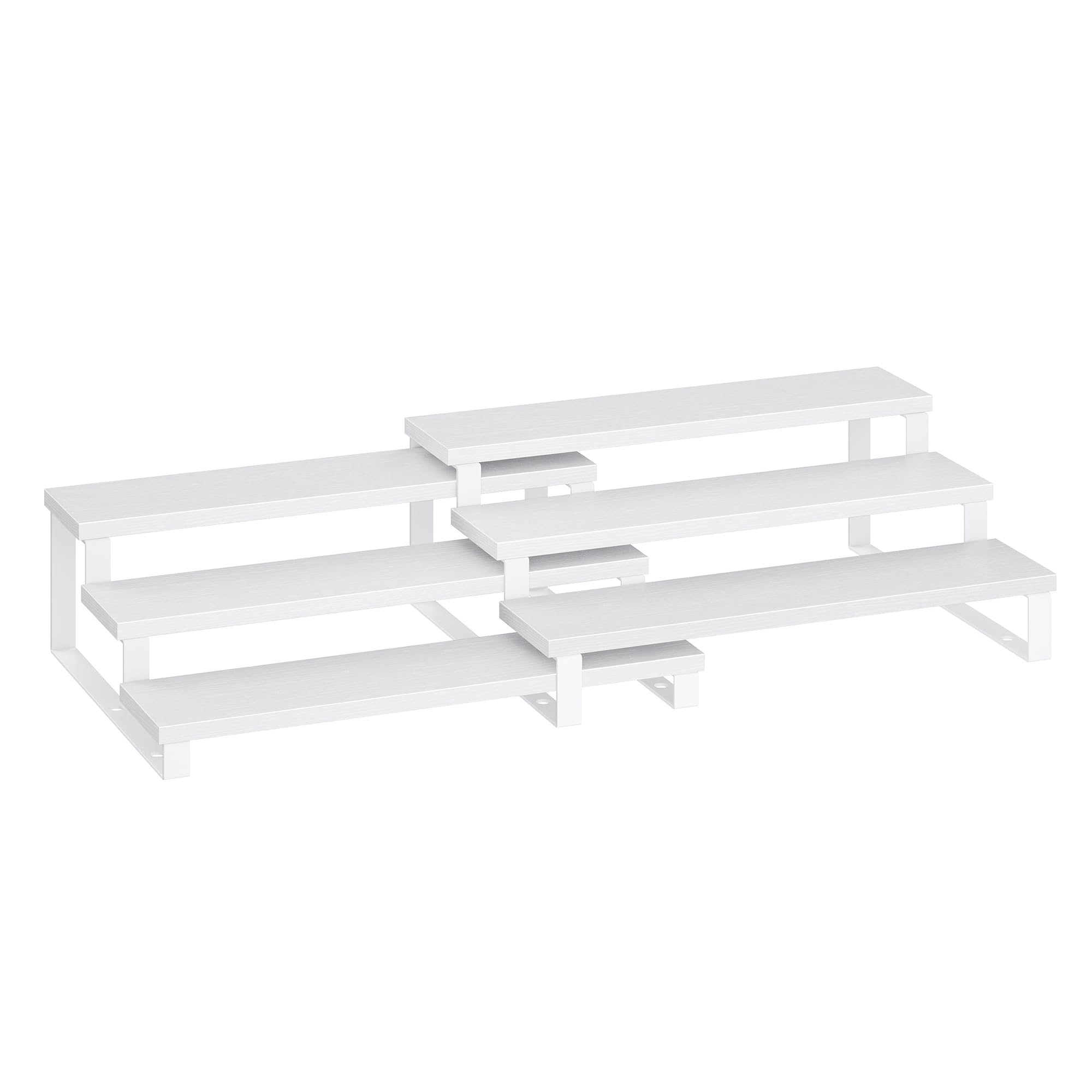 SONGMICS Display Risers, Set of 2 Engineered Wood Perfume Organizer Stand, 3-Tier Cupcake Stand Holder, Spice Rack, Shelf Risers for Figures, Dessert Shelves, Snow White and Cloud White UKCS116W01