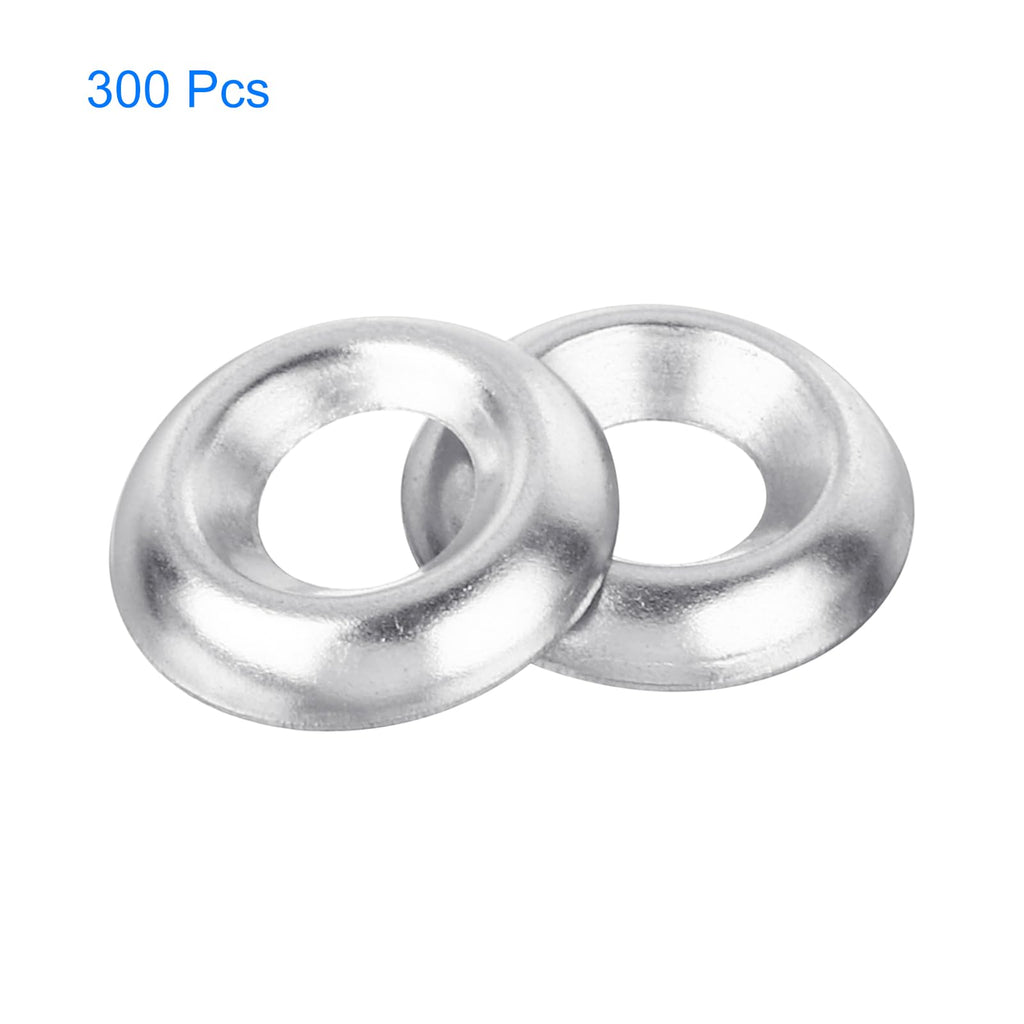 uxcell #8 304 Stainless Steel Cup Washer Countersunk, 300pcs Countersunk Finish Washers for Screw Bolt