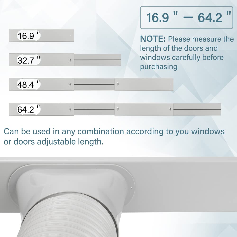Portable Air Conditioner Window Door Kit with Exhaust Hose, Adjustable Window Seal for AC Unit, Sliding AC Vent Kit for Horizontal or Vertical Windows, AC Window Kit with 5.9" Diameter 59" Length Hose