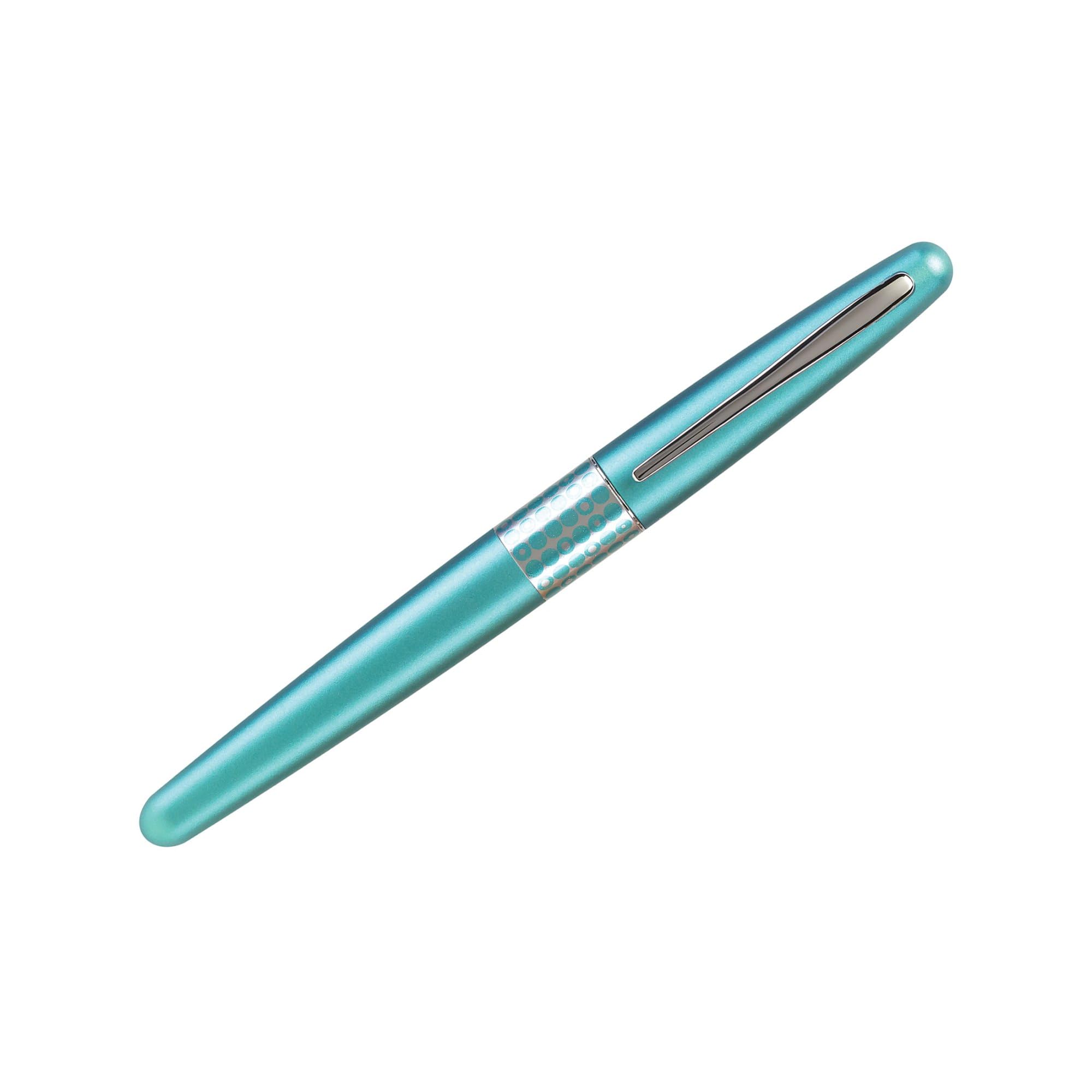 Pilot MR Retro Pop Collection Fountain Pen, Turquoise Barrel with Dots Accent, Fine Nib, Black Ink (91436)