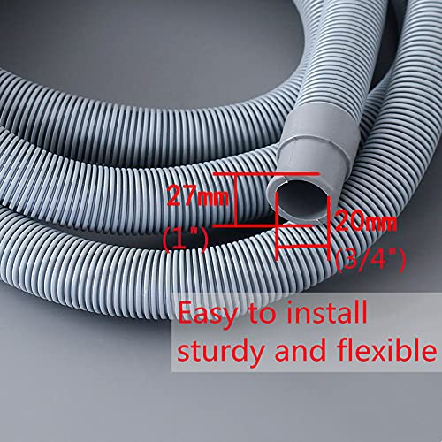 Lyplus Gray 10ft Heavy-Duty Polypropylene Drain Hose with Clamp, Universal Fit for Washing Machine & Dryer, 1-1/2 Inch Outlet, Fits Whirlpool, LG, GE, Samsung, Maytag