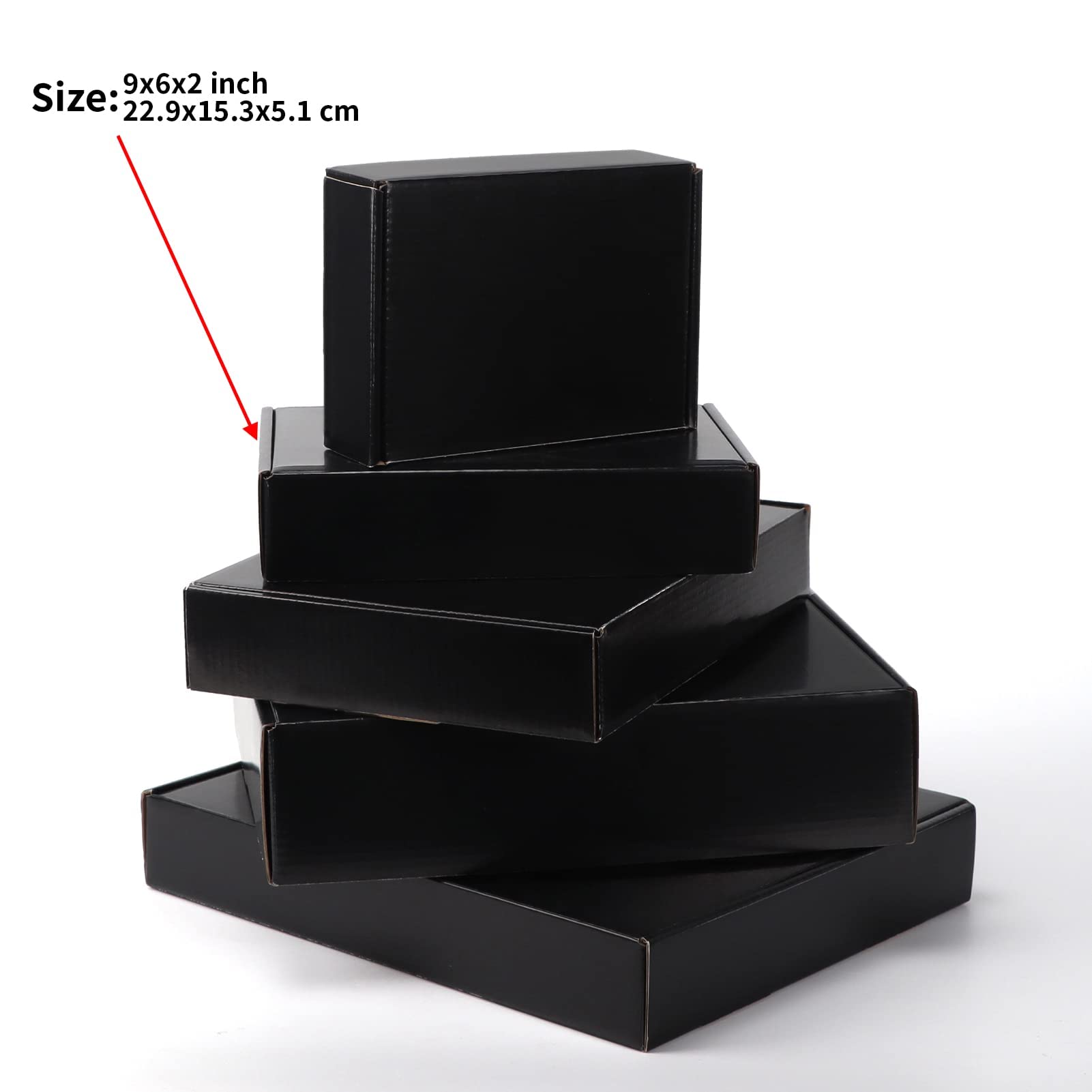 EXYGLO 25 Pack 9x6x2 Shipping Boxes, Black Corrugated Cardboard Boxes for Packaging Small Business, Moving, Shipping, Mailing, and Storing
