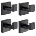 HITSLAM Towel Hooks for Bathroom Wall Mounted, Black Bathroom Hook, SUS304 Stainless Steel Robe Hook and Coat Hooks, Square Wall Hooks for Hanging, Hand Towel Holder, 4 Packs