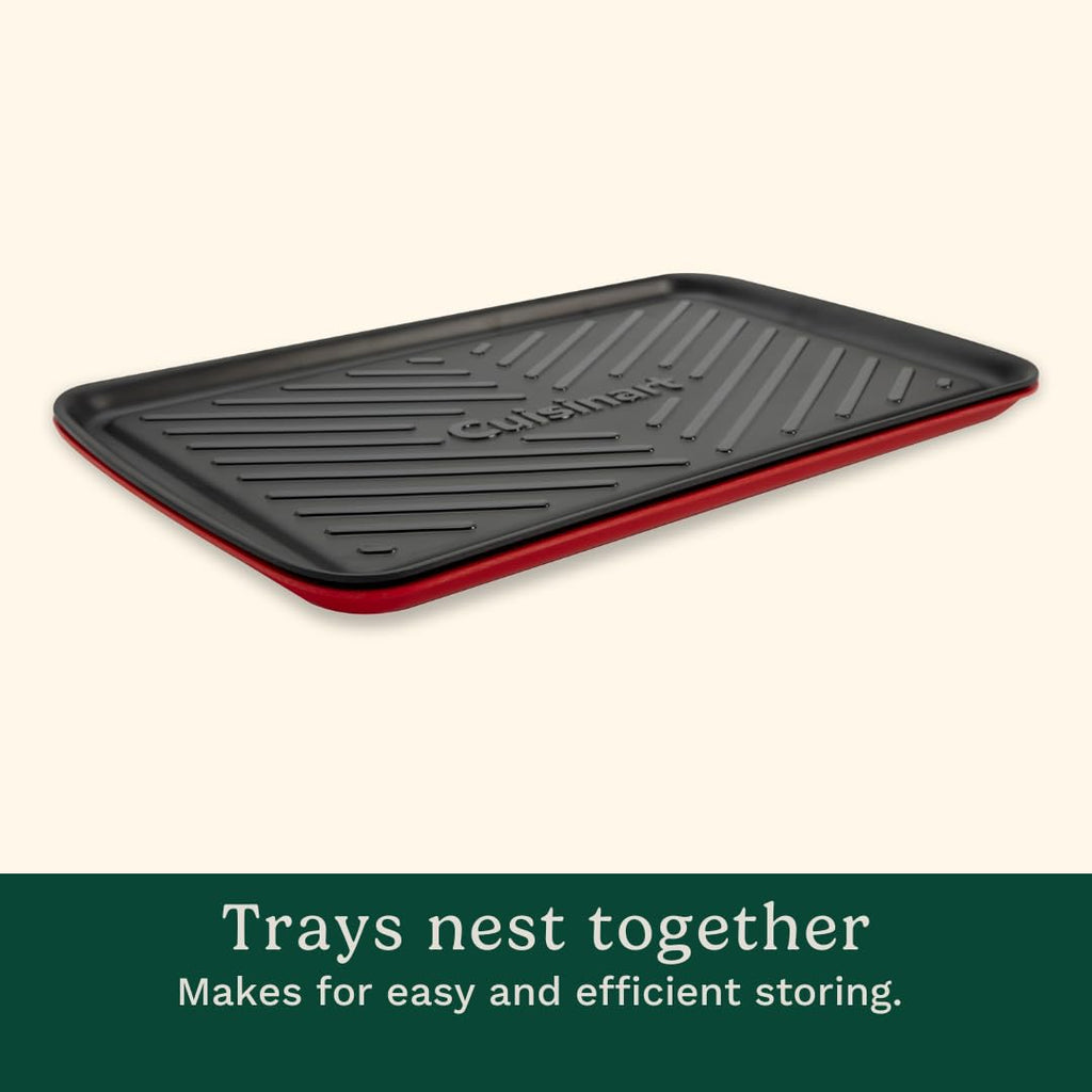 Cuisinart Grilling Prep and Serve Trays, 17"x 10.5", Dishwasher Safe, Fits 6 Burgers, Red and Black (CPK-200C)