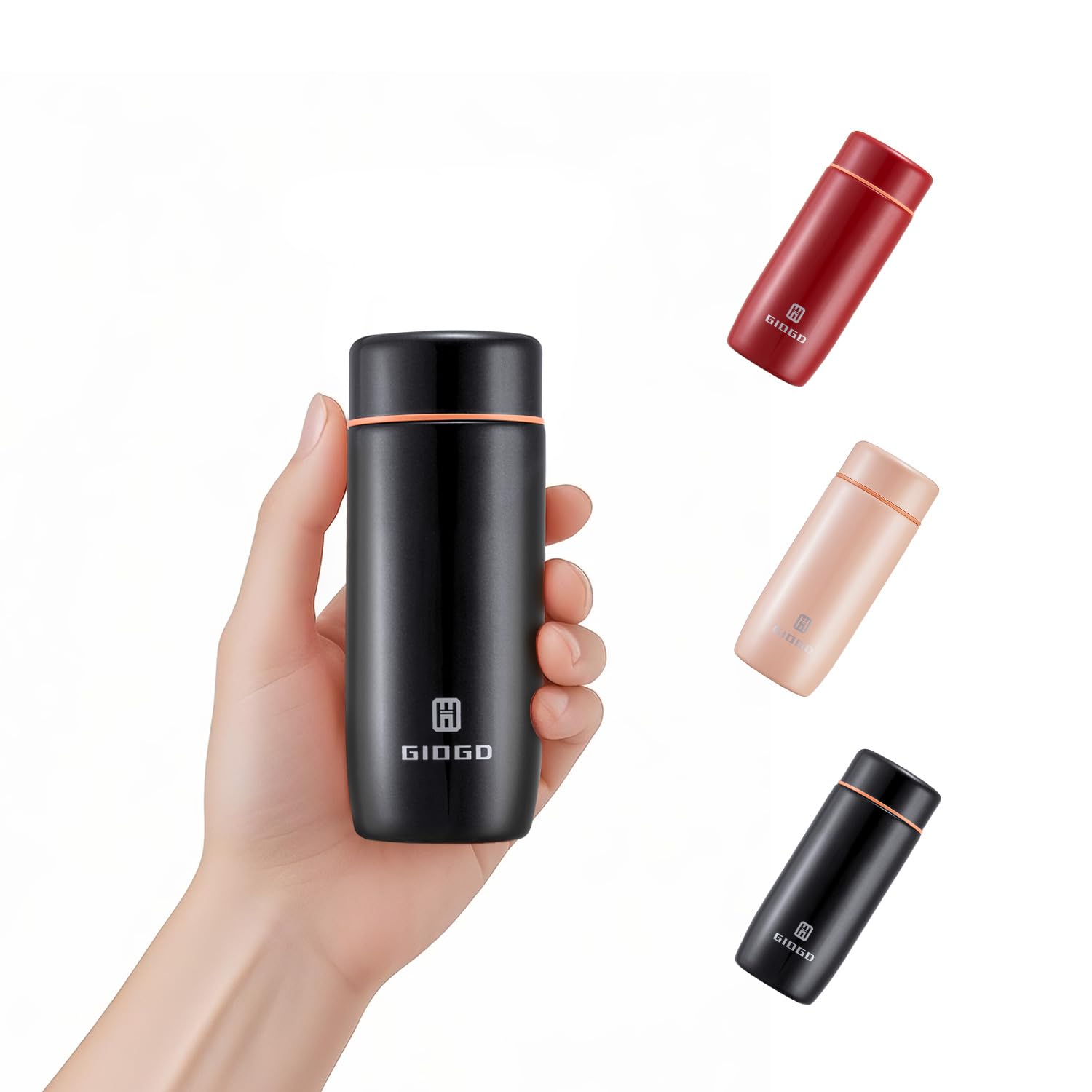 Small Stainless Steel Water Bottles Small Thermo Bottle 200ml/6.8oz mini Thermo Flask Vacuum Insulated Thermal Water Bottle Thermo for Hot and Cold Drinks Water Coffee Perfect for Purse (Black)
