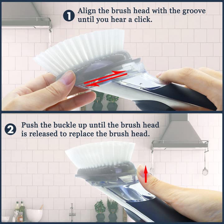 Dish Cleaning Soap Dispensing Brush Refills for OXO Dish Brush - 8 Pack Brush Head Replacement for Scrubber (Grey)