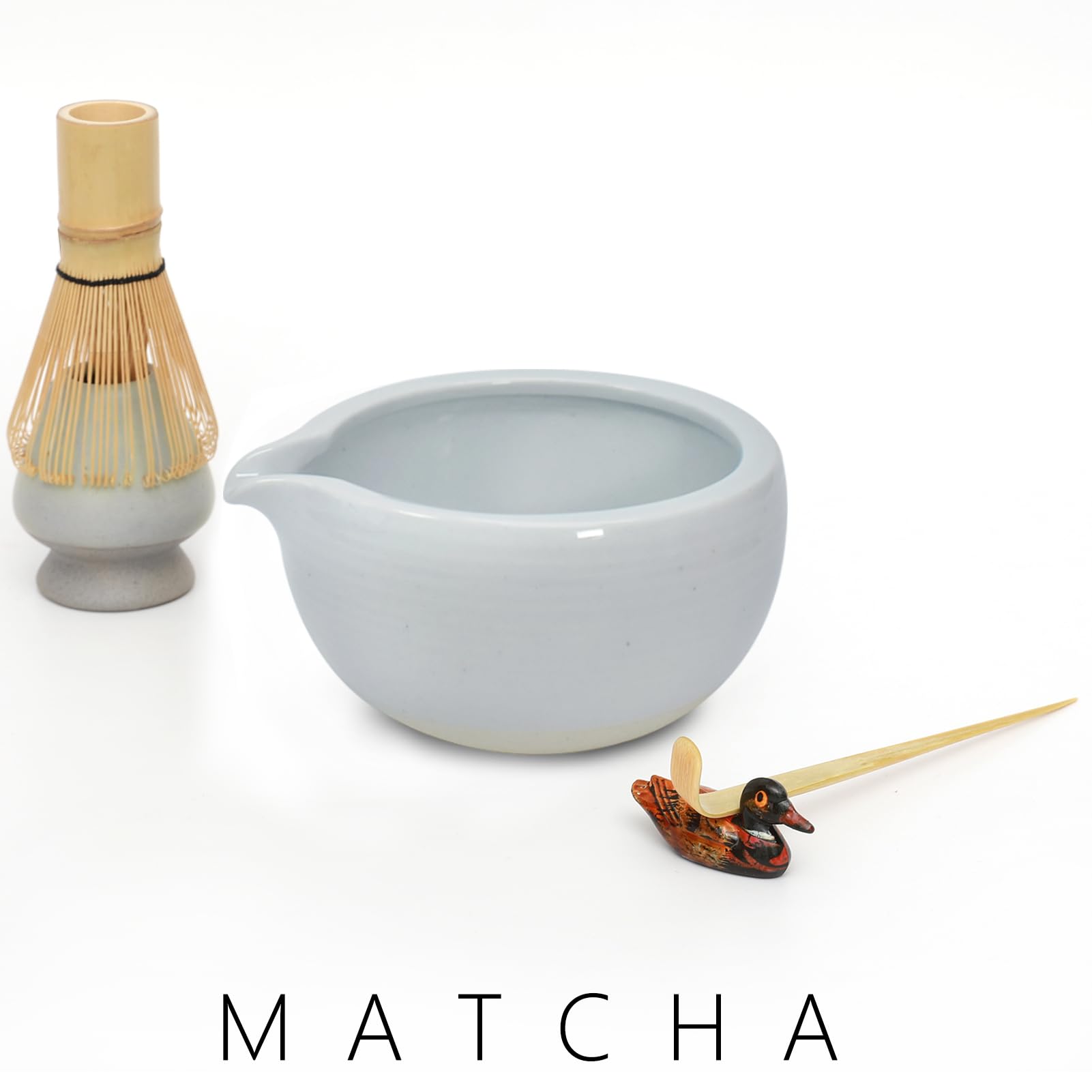 Artcome Matcha Ceremony Kit for Japanese Tea Ceremony, Bowl with Pouring Spout, Whisk, Tea Scoop, Matcha Powder Strainer, Matcha Tea Set for Making Usucha, Koicha and Matcha Latte (Cyan)