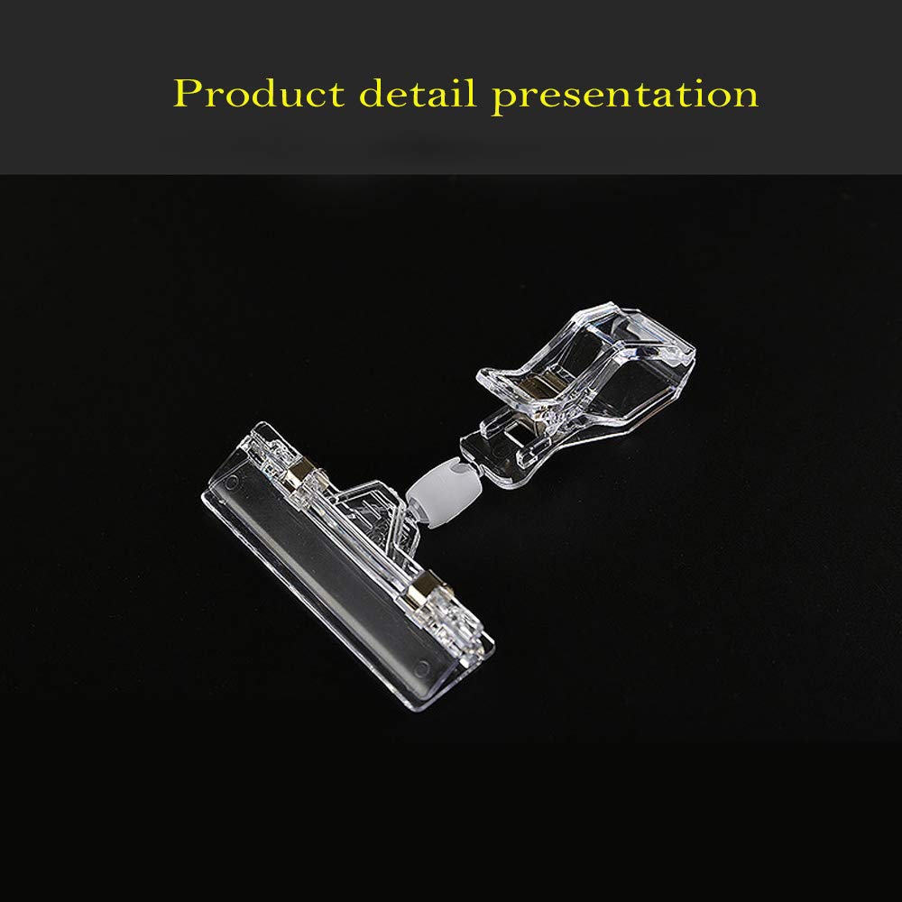30Pcs Sign Clips Holders, Clear Plastic Rotatable POP Clip-on Style Merchandise Sign Display Clip Tag Holders for Display for Office, Business, Store, Supermarket, Exhibition
