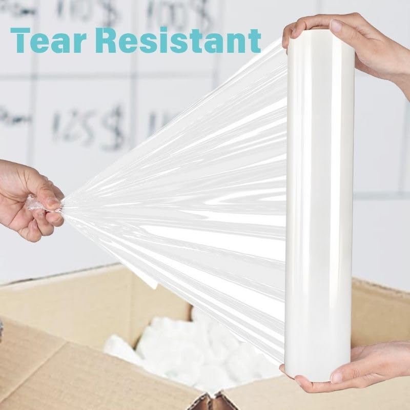 Stretch Film Wrap- 15"x1200ft Industrial Clear Shink Wrap for Pallet Wrapping, Moving, Packing