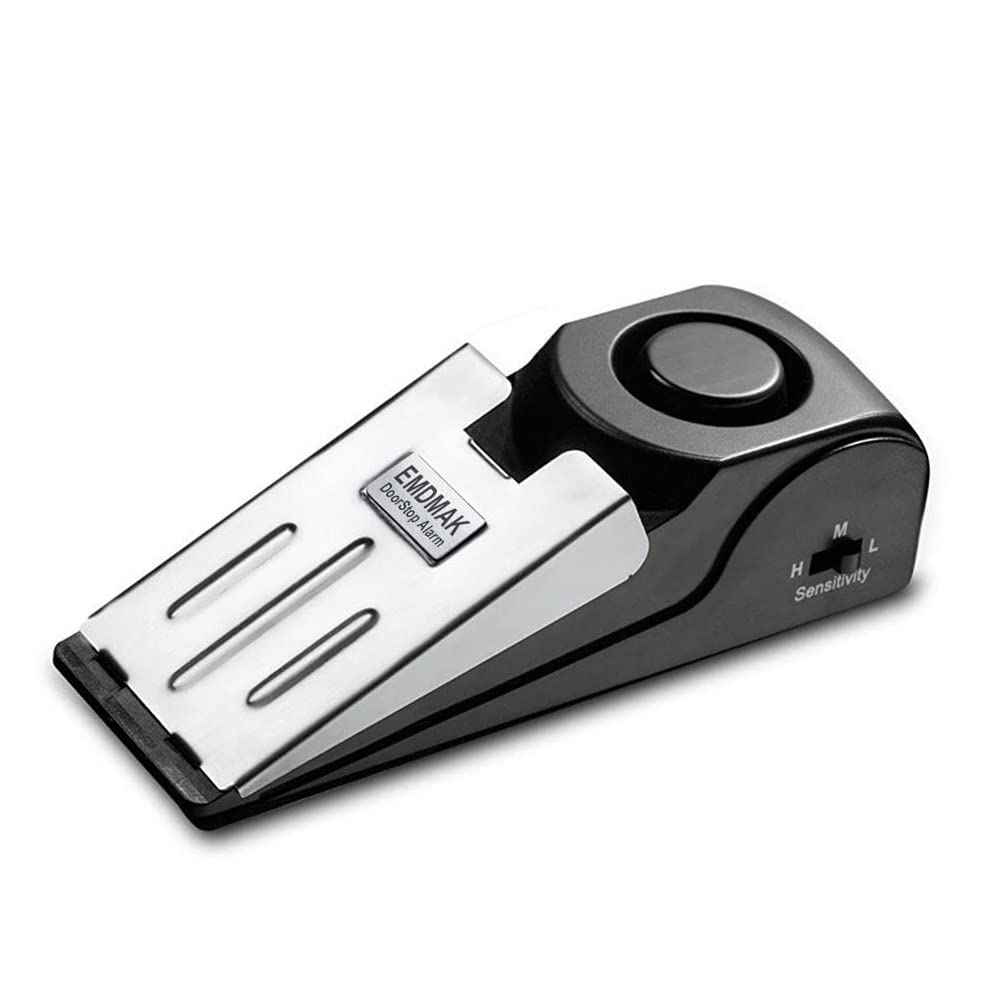 EMDMAK Door Stop Alarm with 120DB Siren Door Stop for Home & Travel (Black) (Pack of 2)