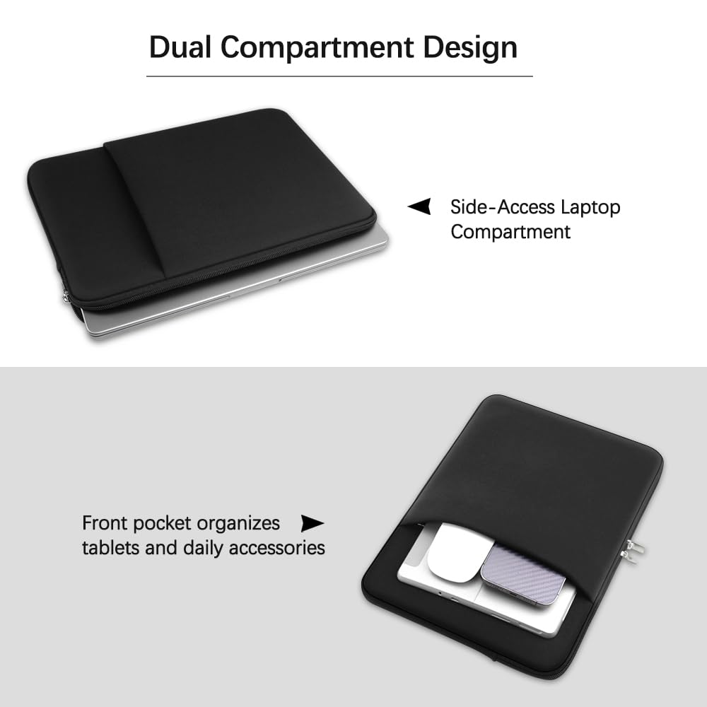 15 Inch Laptop Sleeve Case for MacBook Air 15.3 inches M5-M2 Chip (2026-2023) A3448 A3241 A3114 A2941 Soft Memory Foam Portable Carrying Travel Velure Lining Accessories (Black)