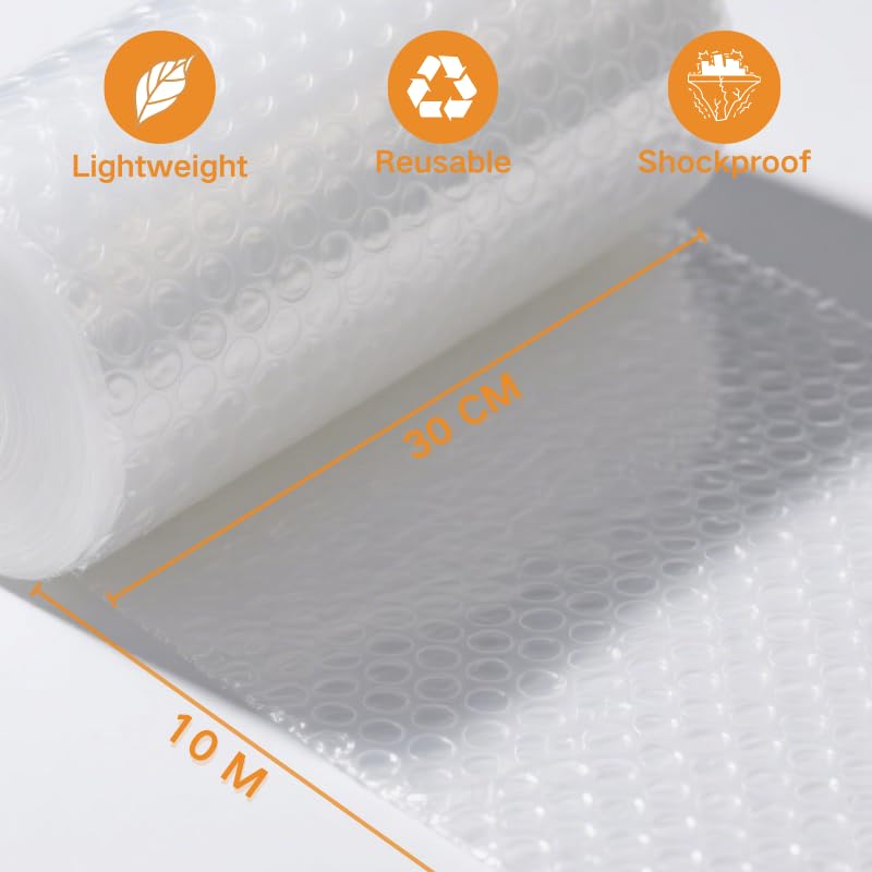 12 Inch x 33 Feet Total Bubble Packing Wrap Roll - Packing Wrap for Shipping, Moving | Tear-Resistant, Moisture-Proof - 1 Pack