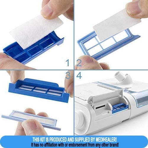 CPAP Filters 52 Pcs Compatible with Respironics Dreamstation: 6 Assembled Filters, 20 Foam, 20 Ultra-fine - Assemble Filter into Reusable Frame Kit - Replacement Filters Medihealer Supplies