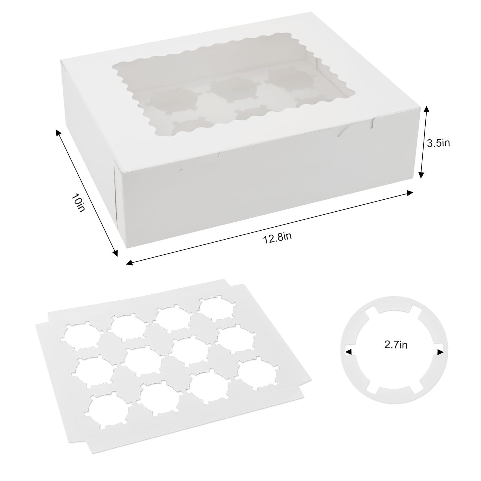 24 Sets x 12 Count Cupcake Containers Boxes Containers with Window, 12.8 x 10 x 3.5 Inch Cupcake Carrier Holder Bakery Boxes for Birthday,Wedding,Party