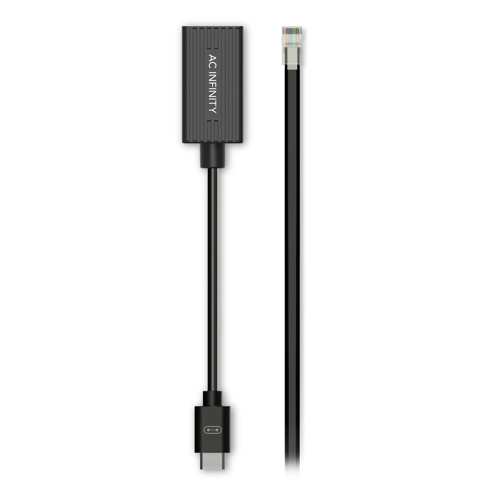 AC Infinity RJ11/12 to UIS Port Type Adapter Dongle, Conversion Cable Cord with Extension Cable for RJ11 RJ12 Grow Lights with PWM & 0-10V Current Sourcing Dimming, Black