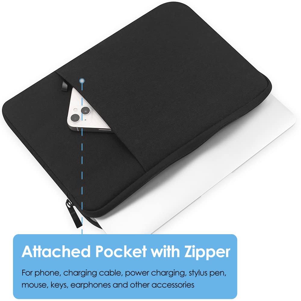 ProElife 13-Inch Laptop Sleeve Case for 2026-2022 MacBook Air 13.6 inch M5 M4 M3 Chip & MacBook Neo 13'' A18 Pro, Pro 13'' M2 Chip Accessory Traveling Carrying Canvas Bag Cover Simple Case (Black)