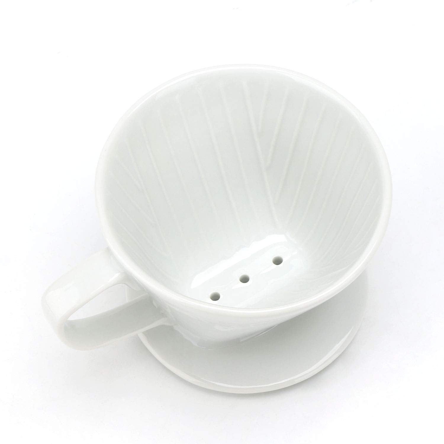 Segarty Pour Over Coffee Maker, White Ceramic Coffee Dripper Single Cup, Drip Coffee Maker Slow Brewer with 3 Holes Flat Bottom for Home, Office, Travel, Camping，Gift for Coffee Enthusiast