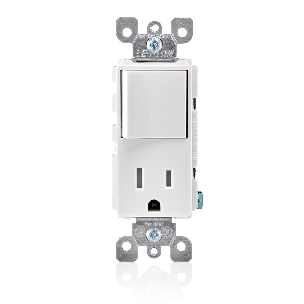 Leviton Decora Switch and Receptacle Combination, Tamper-Resistant, Commercial Grade, T5625-W, White