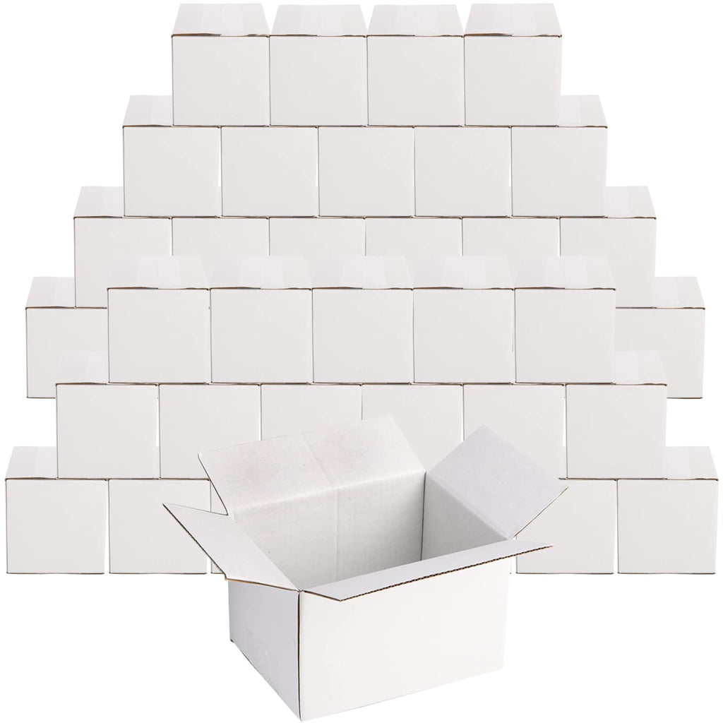 Peohud 40 Pack Small Cardboard Boxes, 6x4x4 inches Small Shipping Boxes, Sturdy Ornament Mailing Box, Corrugated Packing Shipping Storage Carton Box, White