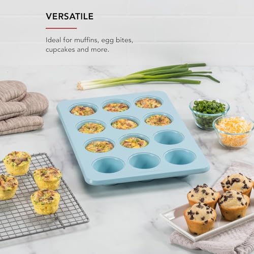 KitchenAid - Non Stick Muffin Pan, Aluminized Steel for Even Heating, Perfect for Muffins and Cup Cakes (12 Cup, Mineral Water)