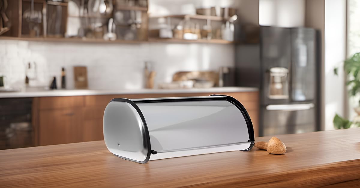 Home-it Stainless Steel Bread Box for Kitchen, Bread bin, Bread Storage Bread Holder 16.5x10x8