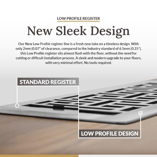 Decor Grates LAJH410-NKL Oriental *NEW* Low Profile Floor Register, 4x10 Inches, Brushed Nickel