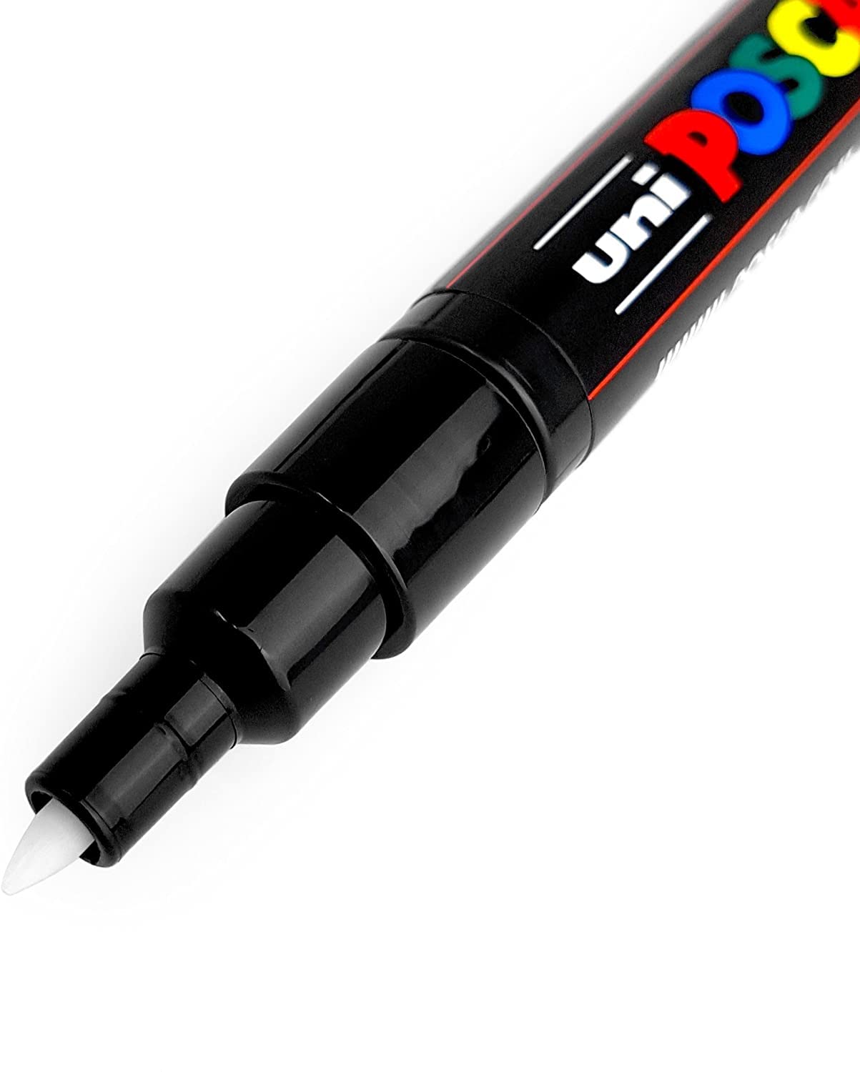 Posca - Set of finest for delicate markers - PC-1MR, PC-1M, PC-3M - White ink - Pack of 3