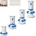 4Pack Adjustable Height Cabinet Support Legs Heavy Duty 3.1-4.7" -for Sofa/Cabinet/Nightstand Replacement Legs, Anti-Slip Base & Wobble-Free Design(White)