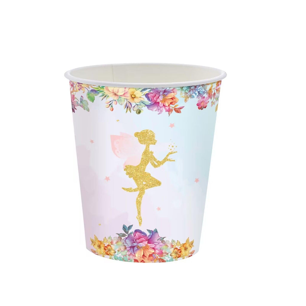 LASLU 120Pcs Flower Fairy Party Plates and Napkins Set, Flower Fairy Party Supplies Decorations Includes Paper Plates Napkins Forks for Birthday Party Serves 24 Guests (Flower Fairy)