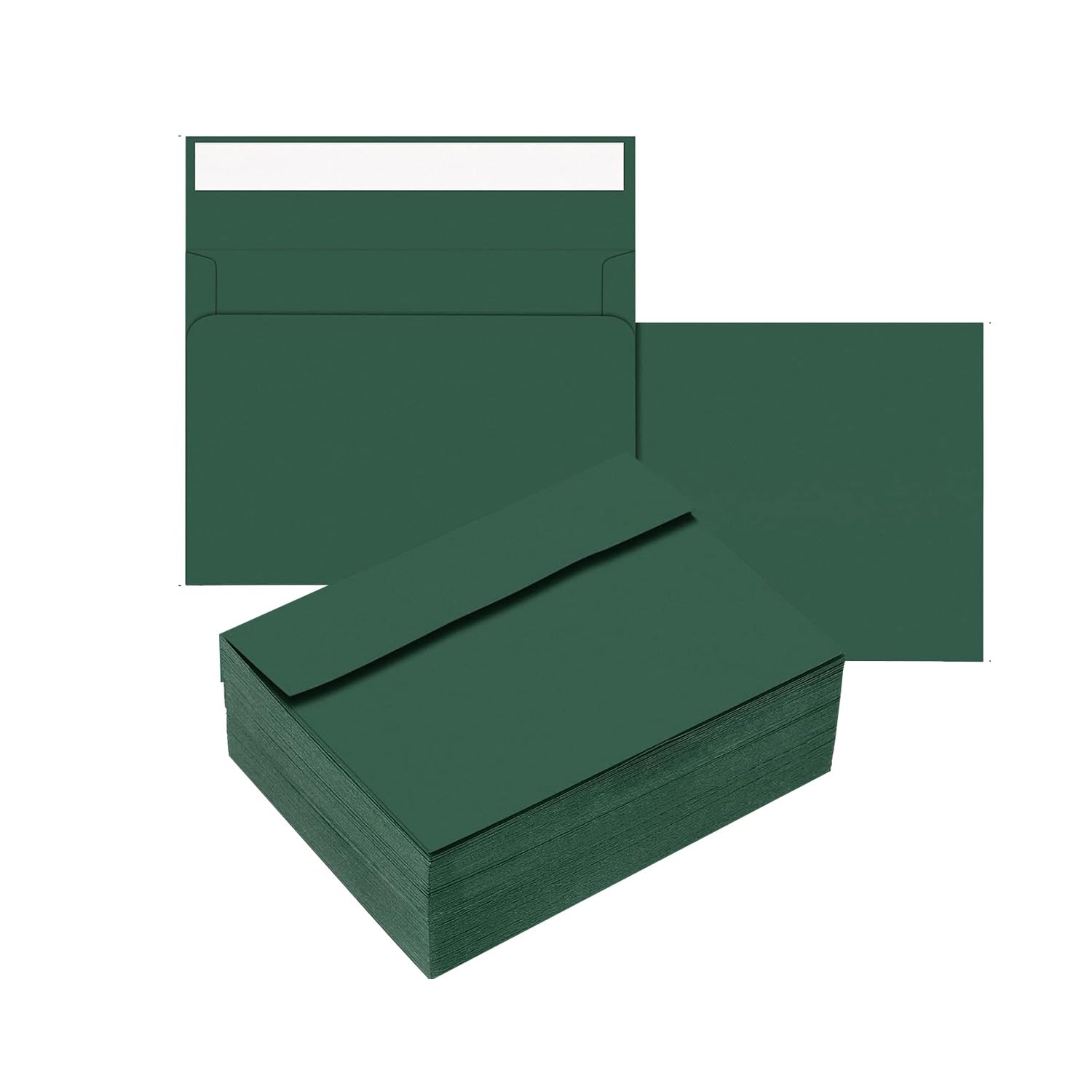 BEANPRECOY 100 Pcs A7 Envelopes, Self-Adhesive Envelopes, 5x7 Envelopes, Printable Invitation Envelopes for Weddings Invitations, Party Invitations, Photos, Postcards, Greeting Cards (Dark Green)
