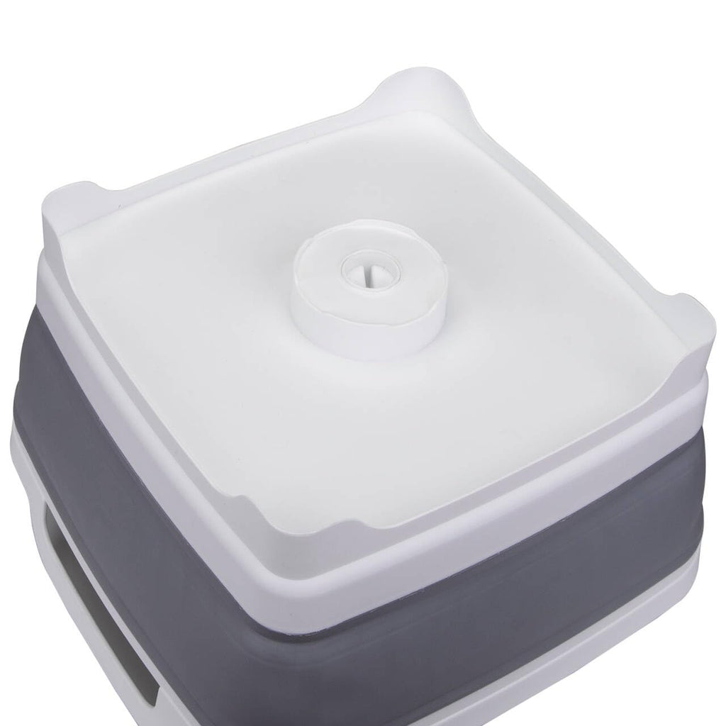 Suwimut 2 Pack Collapsible Wash Basin with Drain Plug Carry Handles, 9L Large Collapsible Sink Tub Portable Dish Tub Foldable Dishpan for Kitchen Sink, Camping Dish Washing Tub, Gray