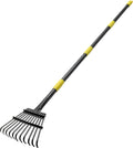 Garden Leaves Rake - 73 Inch Heavy Duty Small Shrub Rake - 11 Metal Tines - 8.5 inch Wide, Adjustable Handle,Garden Leaf Rakes for Collecting Debris Among Flower Beds, Delicate Plants, Lawns ,Yard