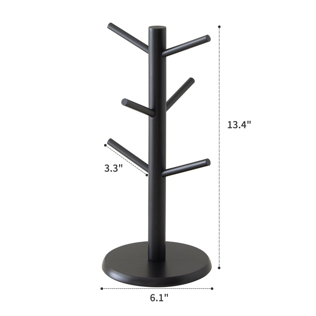 Kitsanery Mug Holder Tree, Coffee Cup Holder，Coffee Mug Tree with 6 Hooks,Home Storage Mug Hooks (Black)