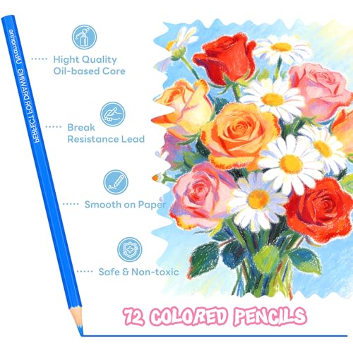 Ugmic 72 Coloring Pencils Set - Coloured Pencils for Adults Professional Colour Mixing Painting and Sketches, Soft Wax-Based Wooden Coloured Pencils Perfect for Students Children Colouring Books