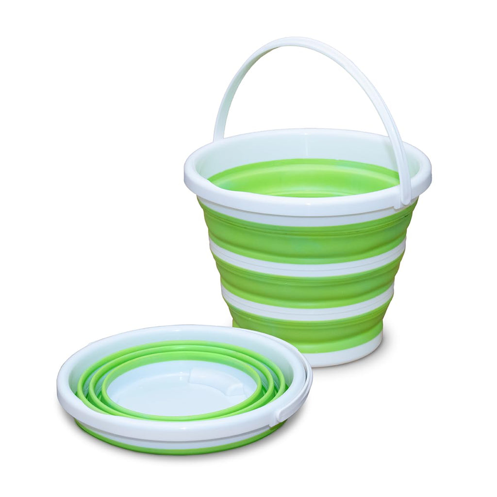 Pine-Sol Collapsible Bucket 2.6 Gallon - Multipurpose Foldable Pail for Cleaning, Car Wash, Outdoor, and Camping - Portable Round Plastic Tub with Handle