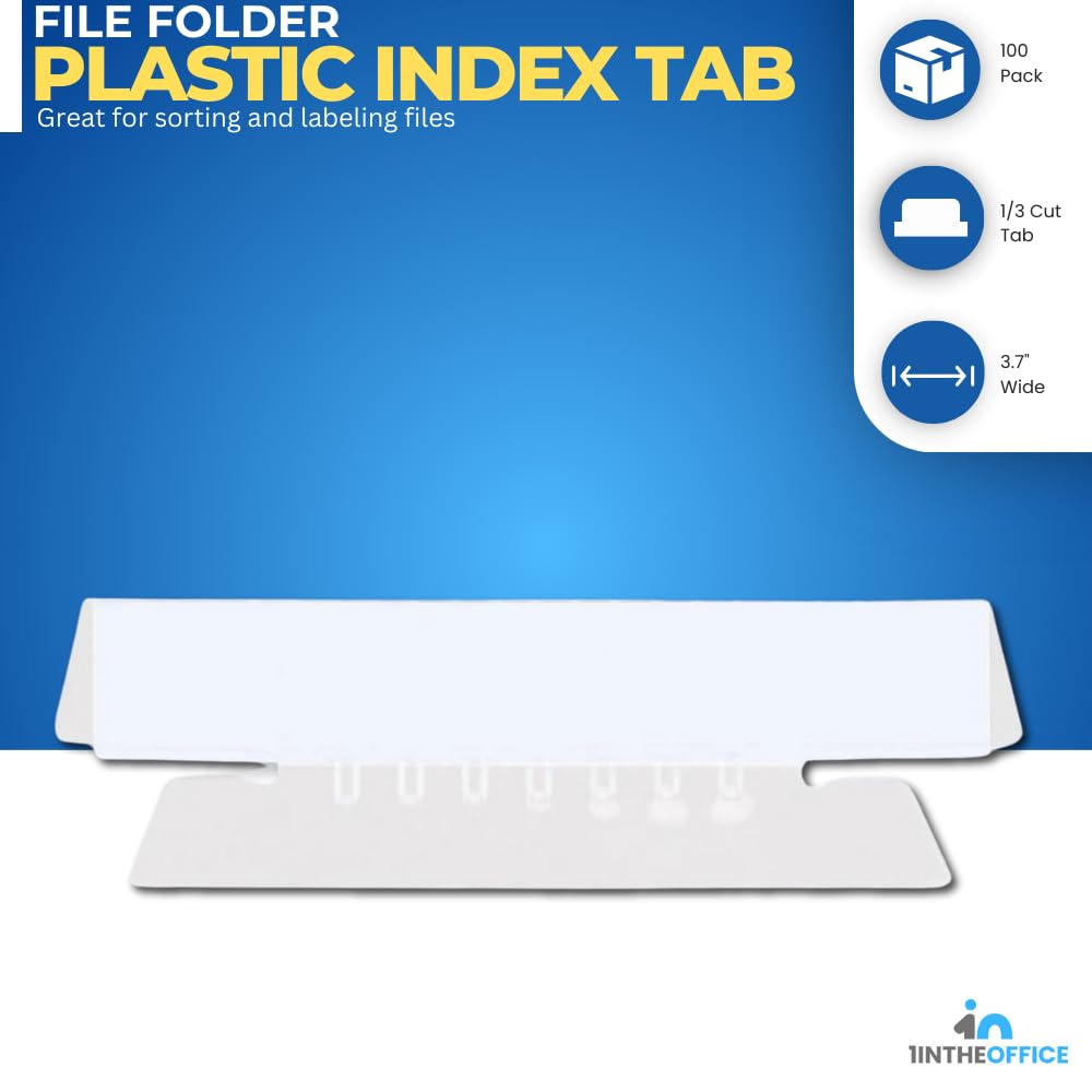 1InTheOffice Clear Hanging Folder Tabs, and Inserts 3-1/2" x 5/8", 100/Pack (3 1/2")