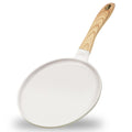 JEETEE 9.5 Inch Crepe Pan Nonstick, Comales para Tortillas Griddle Pan for Stove Top, Granite Coating Flat Pancake Pan Dosa Tawa, PFOA Free and Induction Compatible (Beige)
