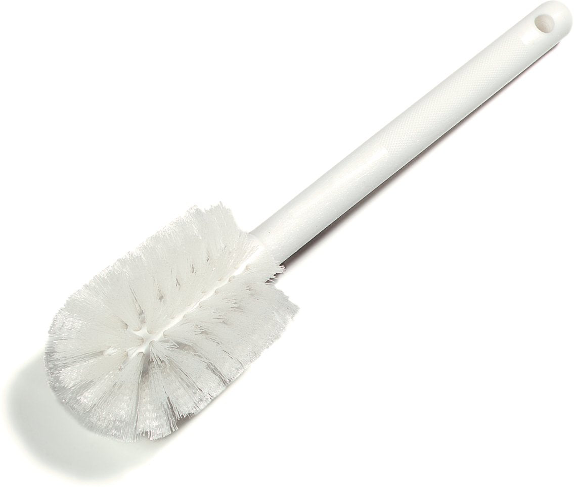 Carlisle FoodService Products Plastic Dish Brush with Handle, Soak Proof, Scrub Brush with Break Resistant Handle for Cleaning, 12 Inches, White