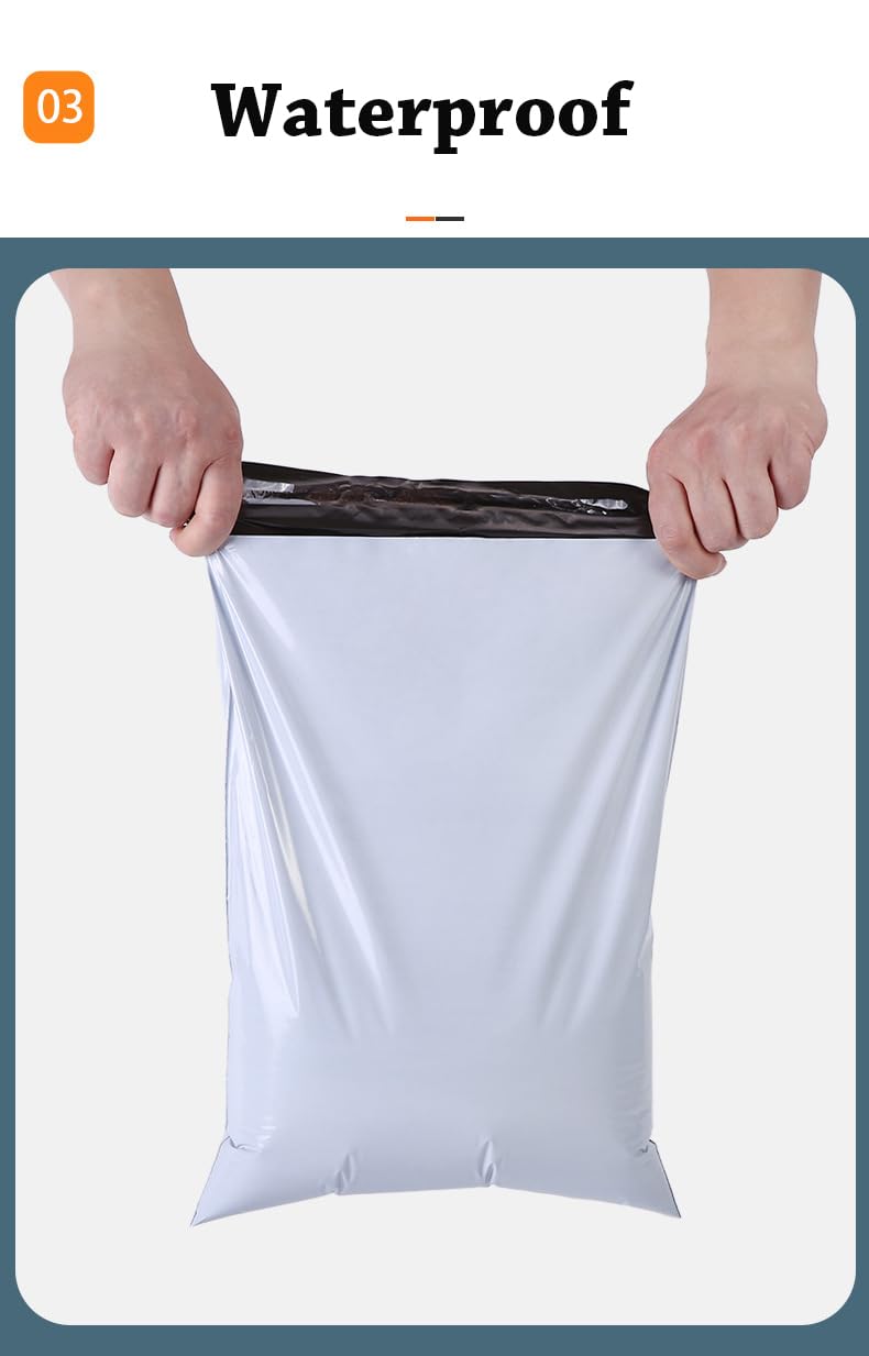 Packpal Poly Mailers 100 Pack Large White Shipping Bags 14.5x19 Inch, Strong Thick, Self-Seal Closure, Ideal for Mailing, Package Bags, Clothing， Small Business Use