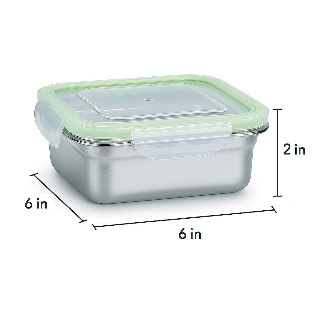 SnapMate - Set of 3 Stainless Steel Sandwich Containers - Food Grade Metal Base with a BPA Free, Leakproof & Airtight Sealed Lid. Great for Sandwiches, Snacks, Meal Prep & Food Storage - Sandwich Box.