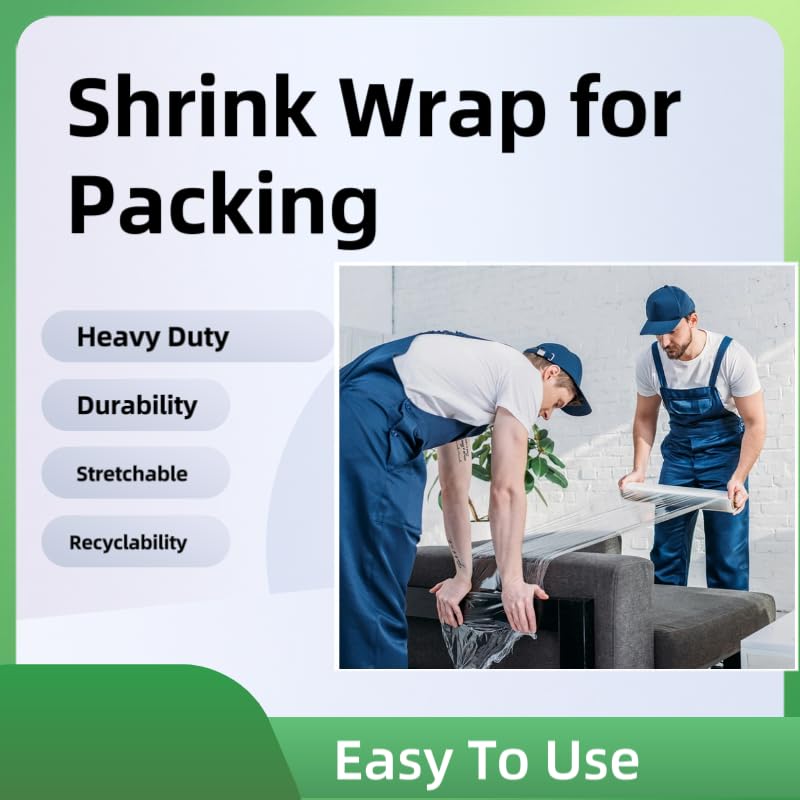 Stretch Wrap Film Heavy Duty 11.8 inch Wide 500ft Shrink Wrap Roll Self Adhering Packing Supplies for Moving, Packing and Pallet Furniture
