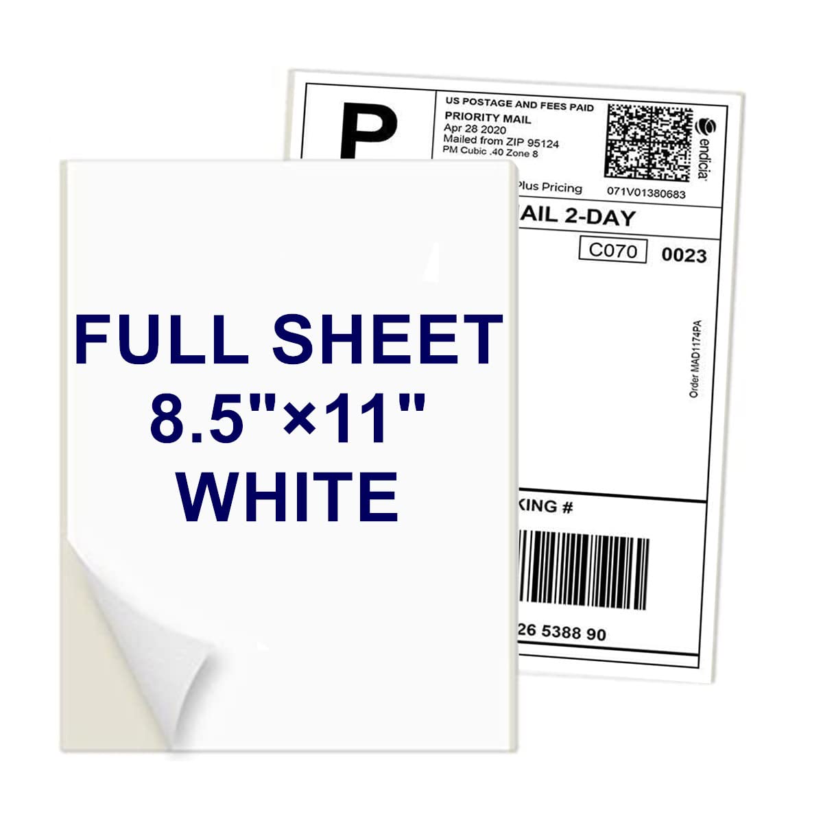 8.5" x 11" Labels Full Page Labels, Permanent Adhesive Full Sheet Shipping Labels Paper for Laser/Inkjet Printers, Letter Size, 100 Labels