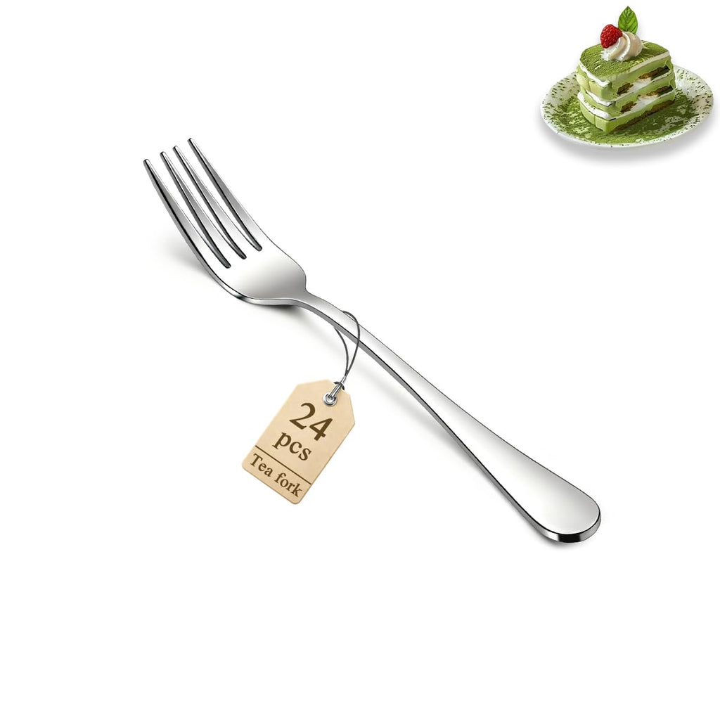 Cake Forks Set of 24, Stainless Steel 14cm Dessert Fork for Cocktail, Dessert, Cake, Tea, Fruit, Cheese, Appetizer Small Forks for Party, Hotel, Restaurant, Cafes