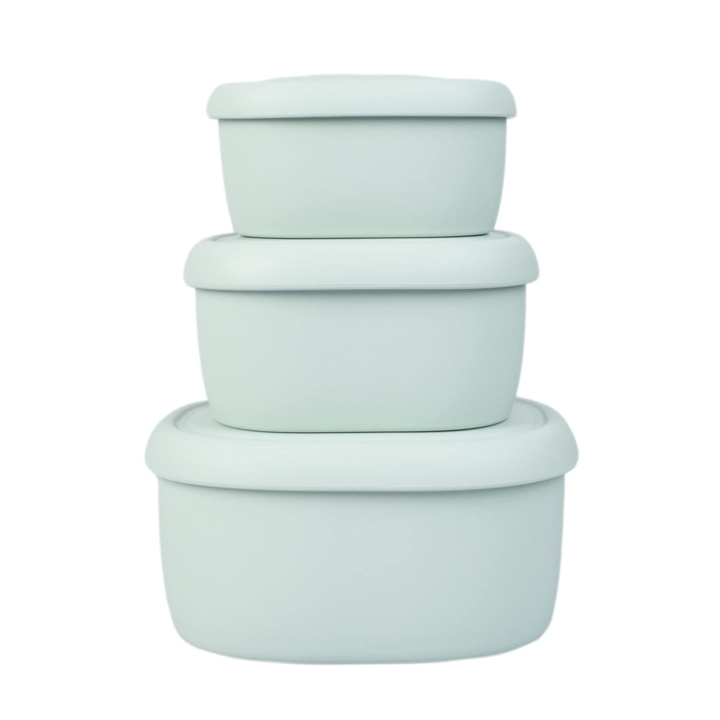 BLUE GINKGO Nesting Silicone Containers - Set of 3 Silicone Food Storage Containers | Made in Korea, BPA Free, Airtight, Dishwasher and Freezer Safe (200ml, 300ml, 600 ml) - Green