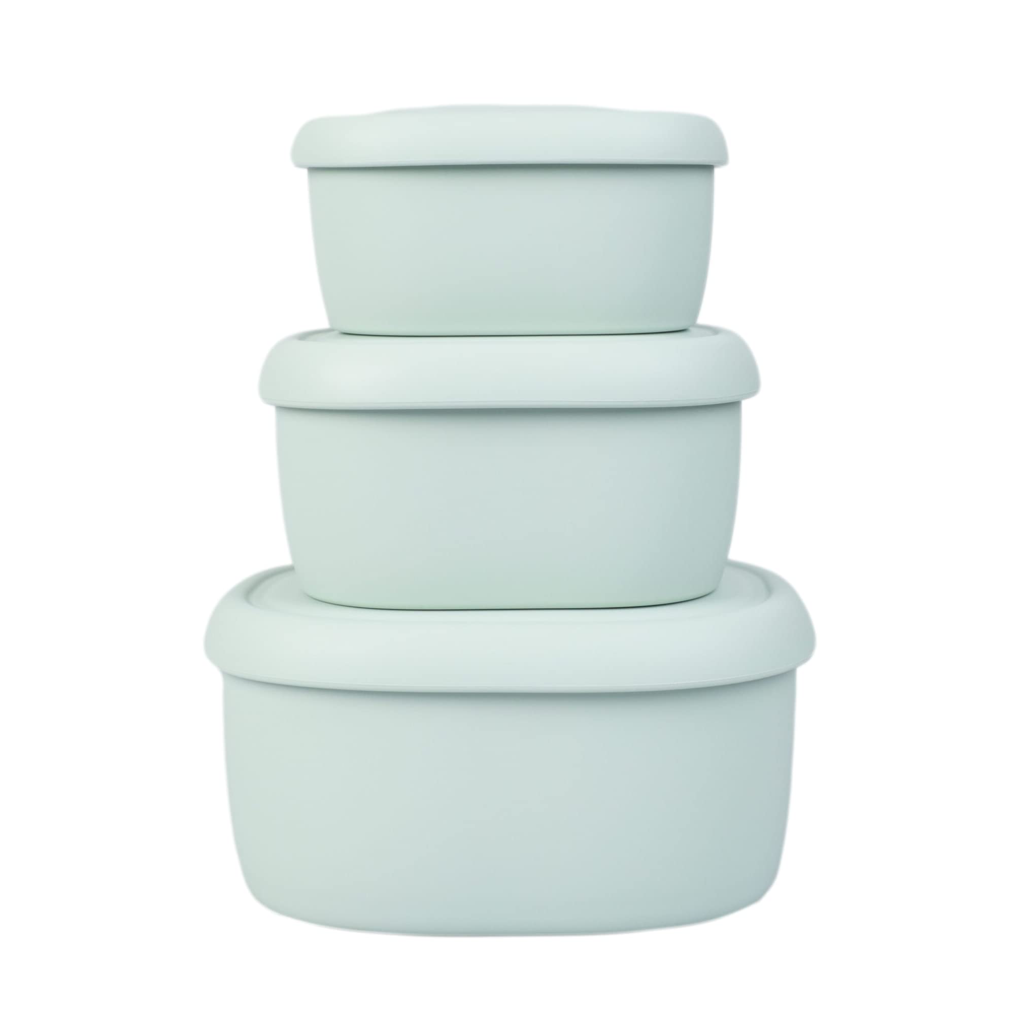 BLUE GINKGO Nesting Silicone Containers - Set of 3 Silicone Food Storage Containers | Made in Korea, BPA Free, Airtight, Dishwasher and Freezer Safe (200ml, 300ml, 600 ml) - Green