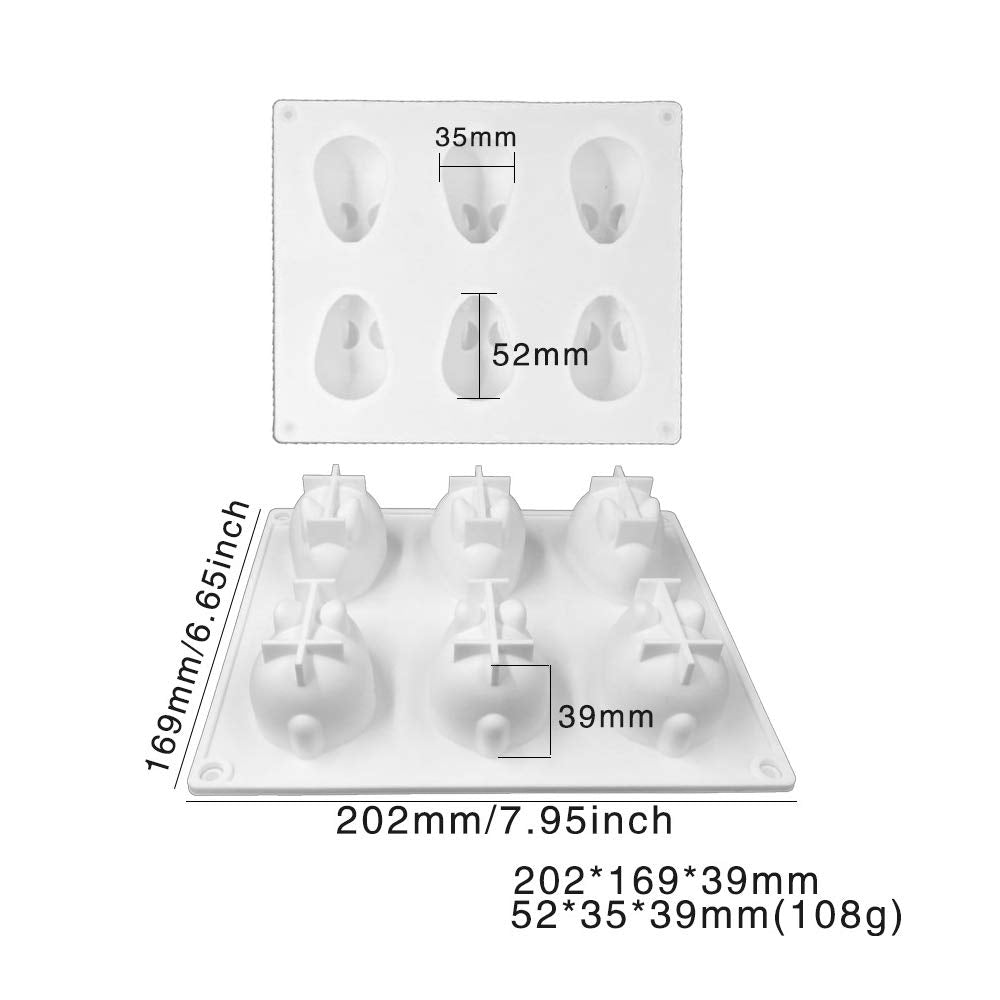 2Pcs Small Size 3D Rabbit Silicone Mousse Molds Easter Bunny Cake Baking Mold Rabbit Jello Pudding Ice Cube Trays Soap Candle Lotion Bar Plaster Molds