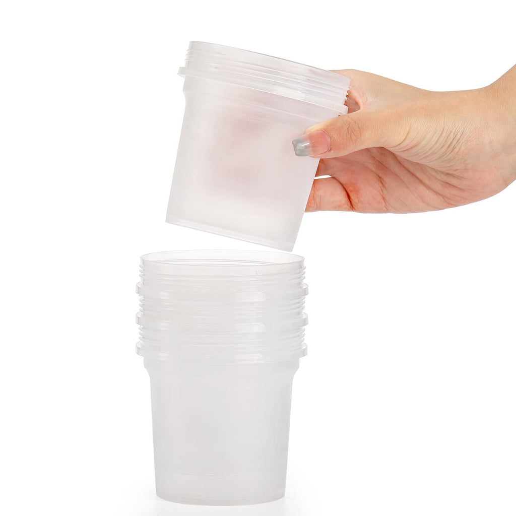 Peohud 20 Pack Ice Cream Containers,10 Oz Plastic FreezerJam Container, Food Storage Jar with Screw Lid, Leak Proof Takeout Container, Reusable Pudding Cups for Fruit, Dessert, Sundaes, Soup, BPA Free
