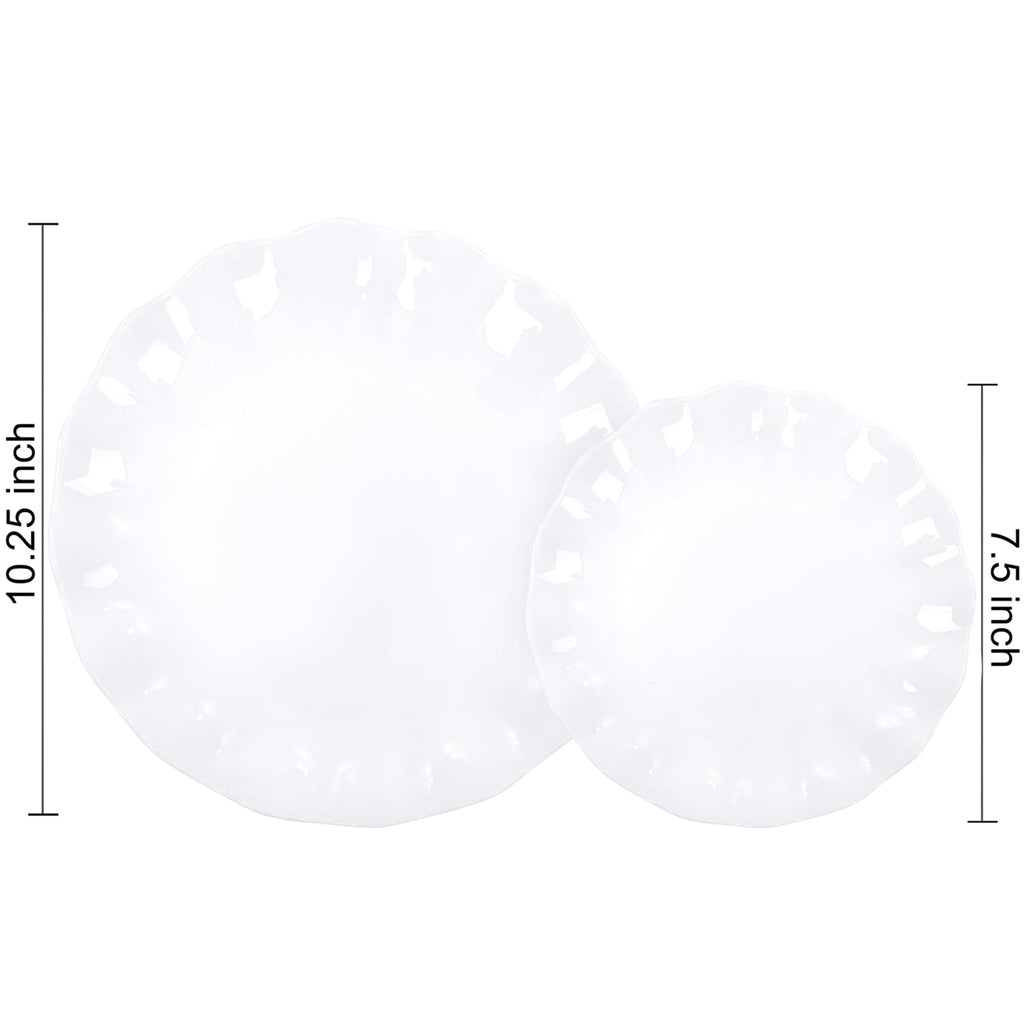 LIYH 24pcs White Plastic Plates Reusable, Unbreakable Dinner & Salad Plates, Microwave & Dishwasher Safe, Perfect for Parties, Birthday, Picnics, BPA Free (12 Guests)